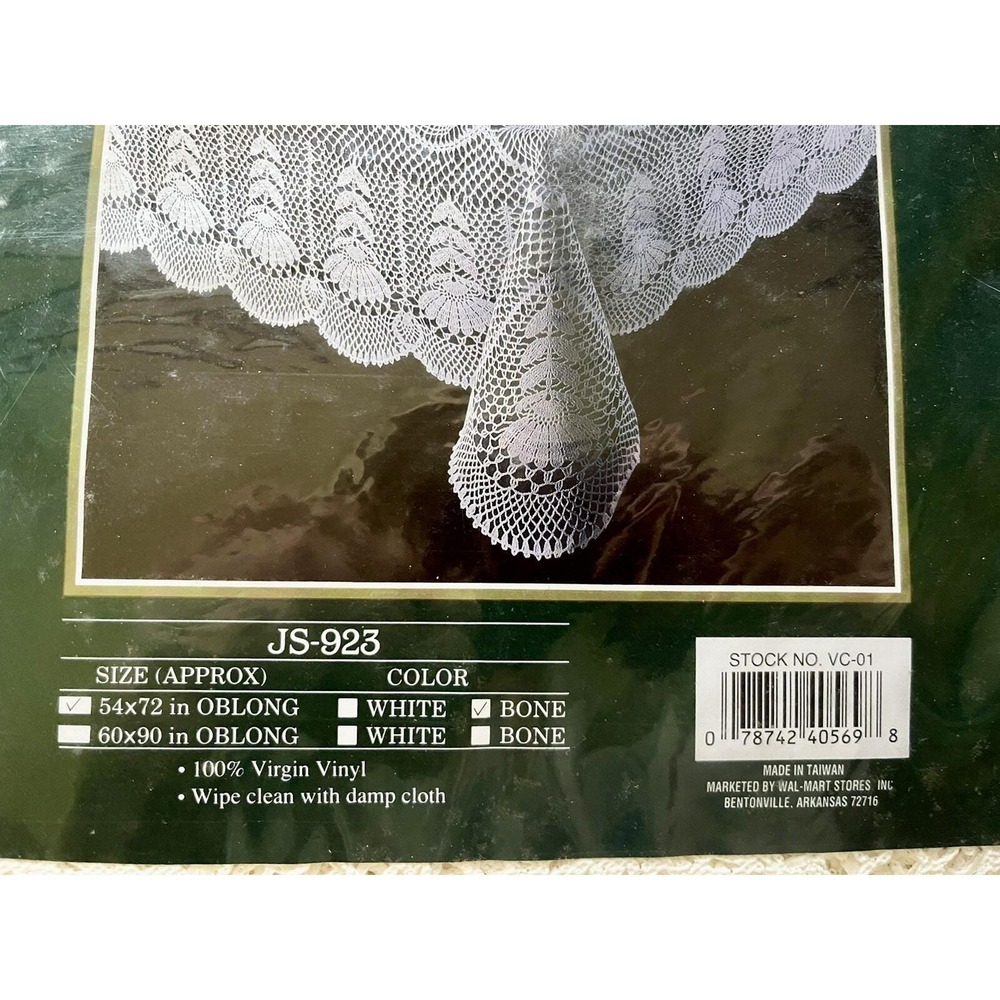 HomeTrends Vinyl Crochet Tablecloth Bone Lace Oblong 54x72 JS-923 New